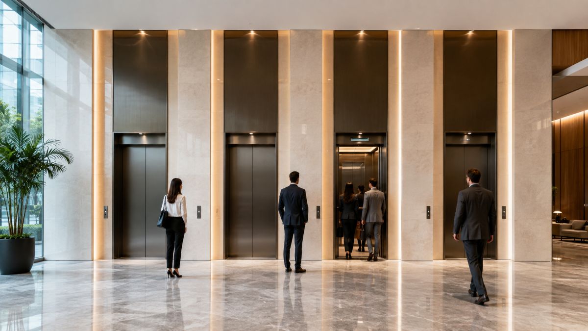 Como os elevadores impactam a eficiência de um edifício corporativo?